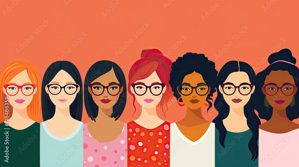 Fototapeta premium A group of beautiful women of different beauty