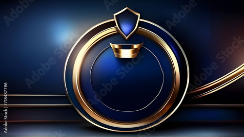 Dark Blue Golden Royal Awards Graphics Background. Lines Growing Elegant Shine Spark. Luxury Premium Corporate Abstract Design Template.