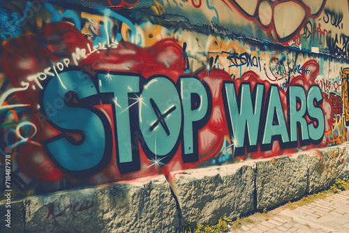 Stop Wars graffiti on a wall