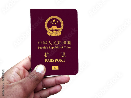 China passport holding in hand