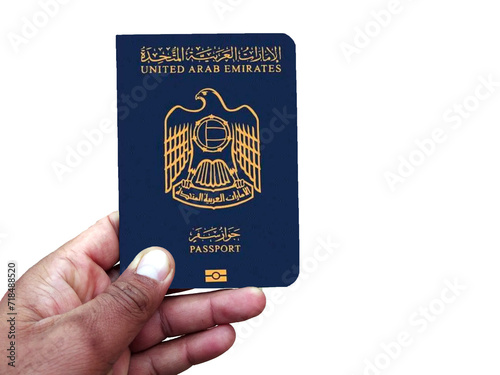 Dubai passport holding in hand