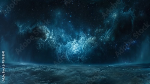 360 degree equirectangular projection space background with nebula and stars, environment map. HDRI spherical panorama