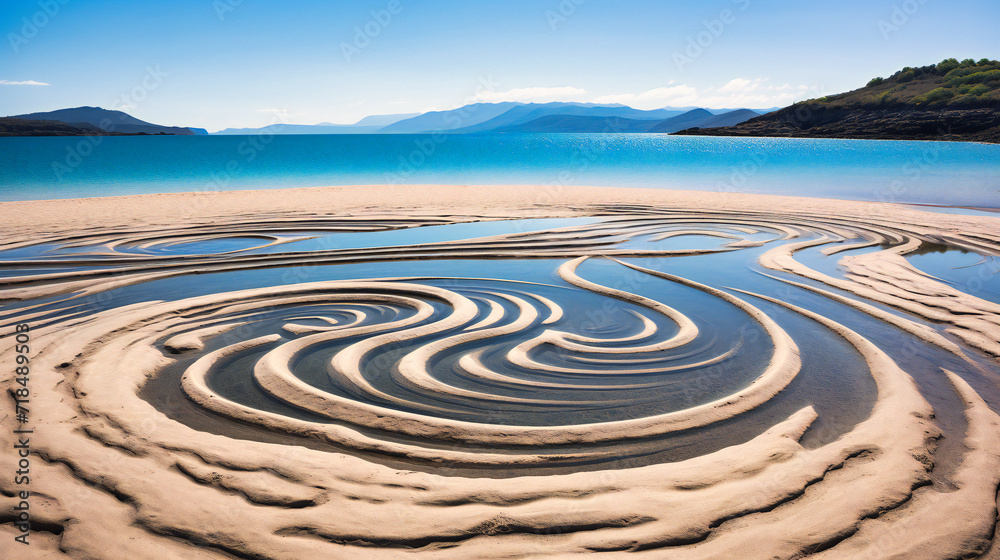 Zen Concept on a Sandy Beach, Meditation and Relaxation with Balanced Pebbles, Peaceful and Tranquil Nature Scene Zen Concept on a Sandy Beach, Meditation and Relaxation with Balanced Pebbles, Peaceful and Tranquil Nature Scene