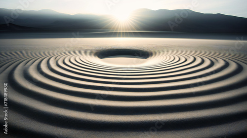 Zen Garden with Sand and Circular Patterns, Abstract and Artistic Background, Spirituality and Harmony in Nature