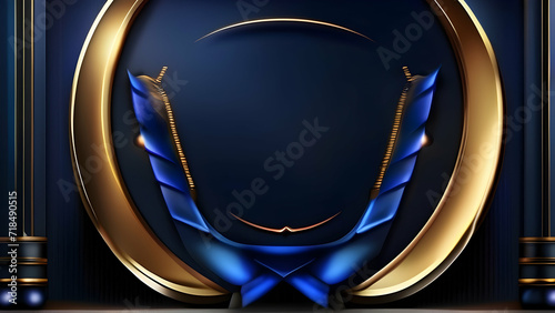 Dark Blue Golden Royal Awards Graphics Background. Lines Growing Elegant Shine Spark. Luxury Premium Corporate Abstract Design Template.