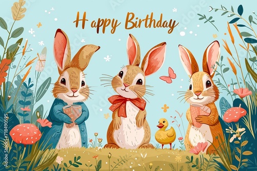 adorable peter rabbit birthday party for kids vector