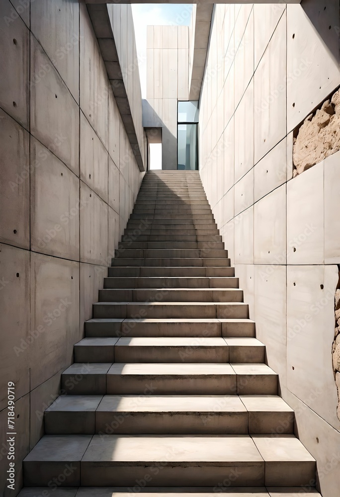 backgrounds and textures with exposed concrete, design, stair, abstract, space. Generative AI.	
