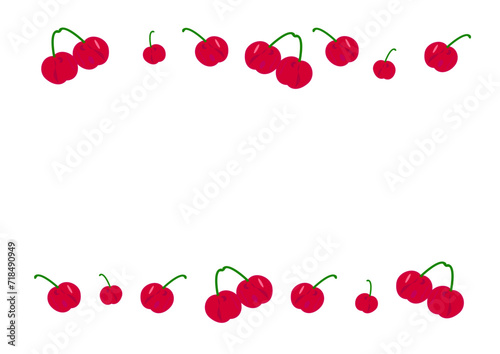 甘くて美味しい栄養たっぷりのチェリーで上下を囲ったコピースペース