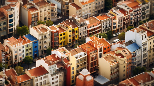 an aerial view of a city with many buildings Barcelona, Spain, Generative ai photo