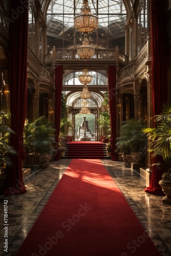 Stunning red carpet entrance to the award ceremony venue  Generative AI