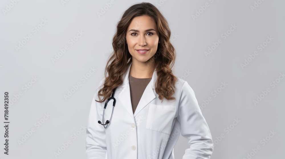 A Portrait of a beautiful happy young doctor on a white isolated transparent background. A Portrait of a beautiful happy young doctor on a white isolated transparent background.