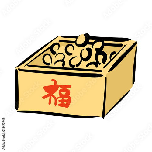 福豆の和風ベクターイラスト（カラー）。