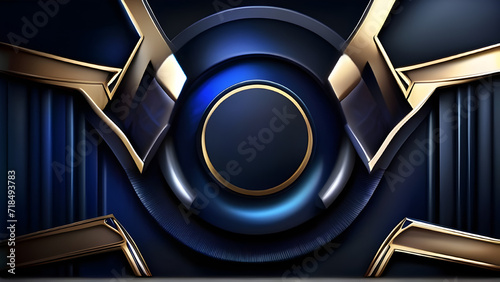 Dark Blue Golden Royal Awards Graphics Background. Lines Growing Elegant Shine Spark. Luxury Premium Corporate Abstract Design Template.