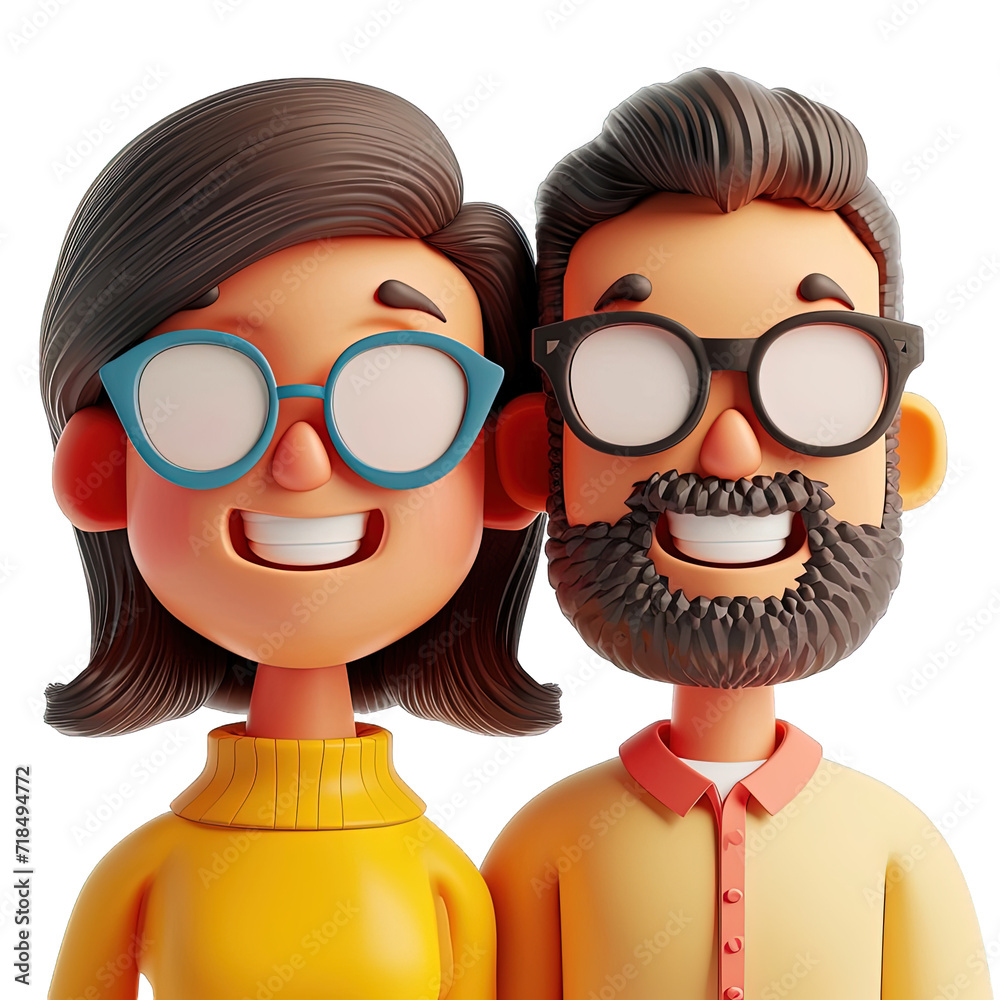 Fototapeta premium Glasess Couple Cartoon