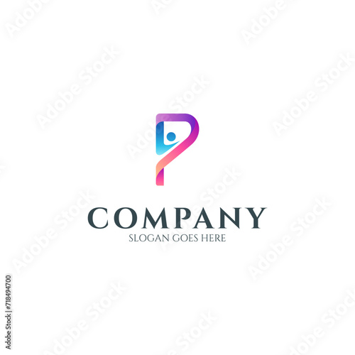 Creative logo where the image of a person is inside the letter P