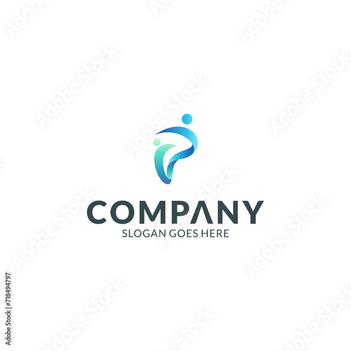 P logo with two people connected