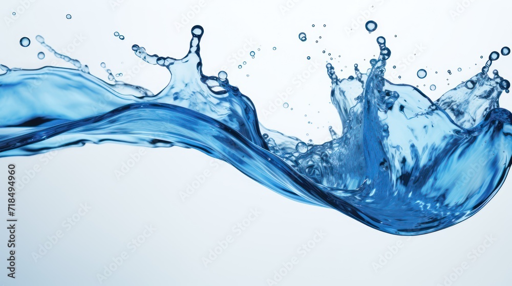 A Close-up of Blue water, spiral, liquid, splash, swirling wave, white isolated background. A Close-up of Blue water, spiral, liquid, splash, swirling wave, white isolated background.