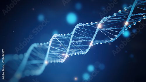 Close-Up of Glowing DNA Structure in a Blue Light Laboratory Setting © iwaart