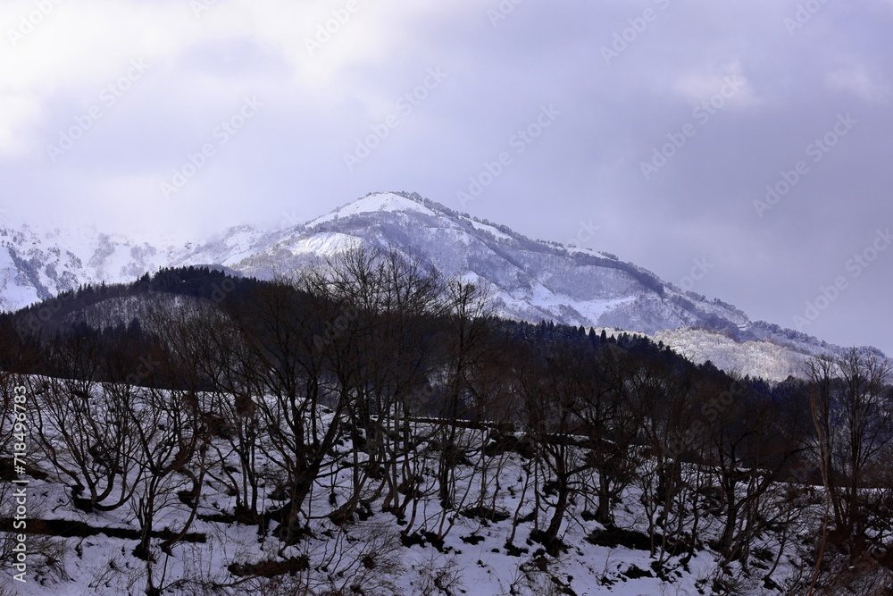 Mountains near village of Shirakawa-go located in Gifu Prefecture, Japan.