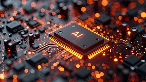 
AI Acceleration: Close-Up of Advanced Microchip for Artificial Intelligence Training

