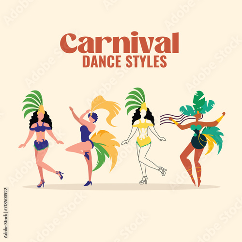 Happy Brazilian Carnival Dance Party Social Media Post Illustration