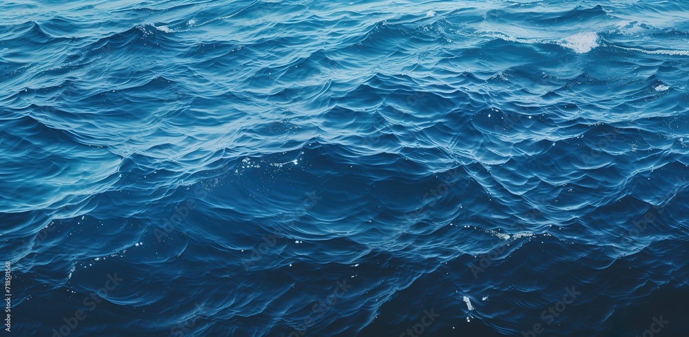 Fototapeta premium Blue ocean waves background. generative AI