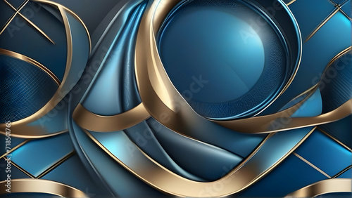 Dark Blue Golden Royal Awards Graphics Background. Lines Growing Elegant Shine Spark. Luxury Premium Corporate Abstract Design Template.