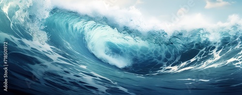 The waves in the ocean are beautiful blue. generative AI