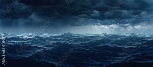 An ocean in the ocean with huge water waves and a black sky. generative AI