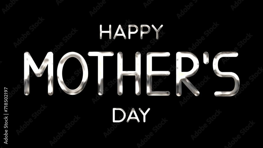 Happy Mothers Day text with handwriting animation using silver metal texture and black background. Perfect for Mother's Day celebrations around the world. Happy Mothers Day text with handwriting animation using silver metal texture and black background. Perfect for Mother's Day celebrations around the world.