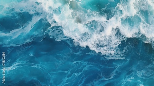The waves in the ocean are beautiful blue. generative AI