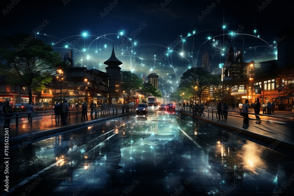 AI-driven public Wi-Fi network providing seamless connectivity throughout a smart city, Generative AI