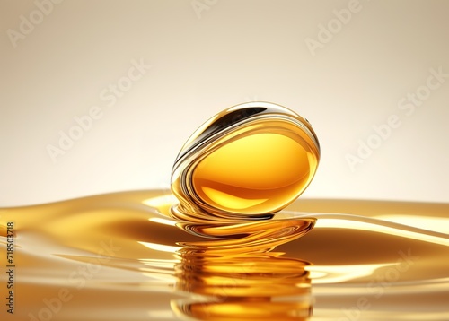 A golden yellow oil droplet that was wavy and shiny. generative AI