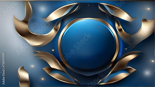 Dark Blue Golden Royal Awards Graphics Background. Lines Growing Elegant Shine Spark. Luxury Premium Corporate Abstract Design Template.