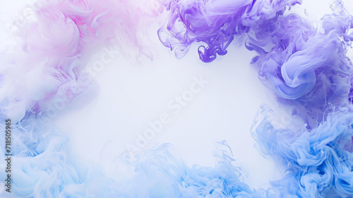 Abstract pastel coral pink blue color paint with pastel light blue background. Fluid creative concept composition with copy space. Minimal natural luxury.