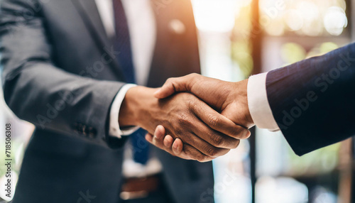 Professional handshake between businessmen symbolizing agreement and partnership in a corporate setting