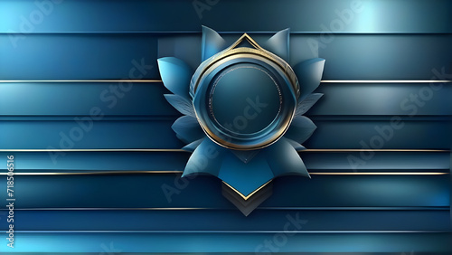 Dark Blue Golden Royal Awards Graphics Background. Lines Growing Elegant Shine Spark. Luxury Premium Corporate Abstract Design Template.