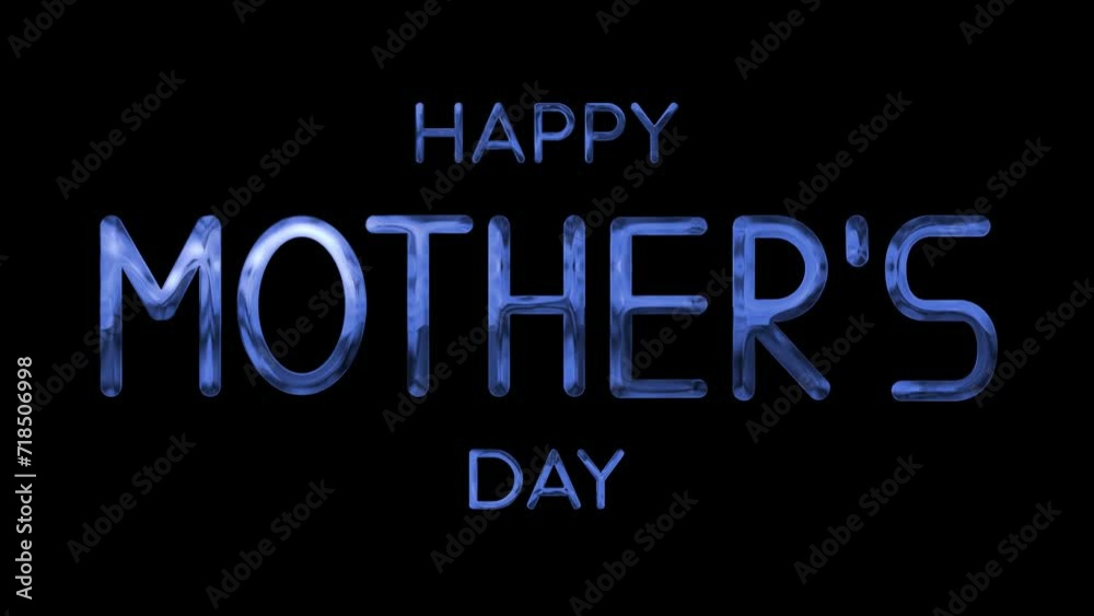 Happy Mothers Day text with handwriting animation using blue metal texture and black background. Perfect for Mother's Day celebrations around the world. Happy Mothers Day text with handwriting animation using blue metal texture and black background. Perfect for Mother's Day celebrations around the world.