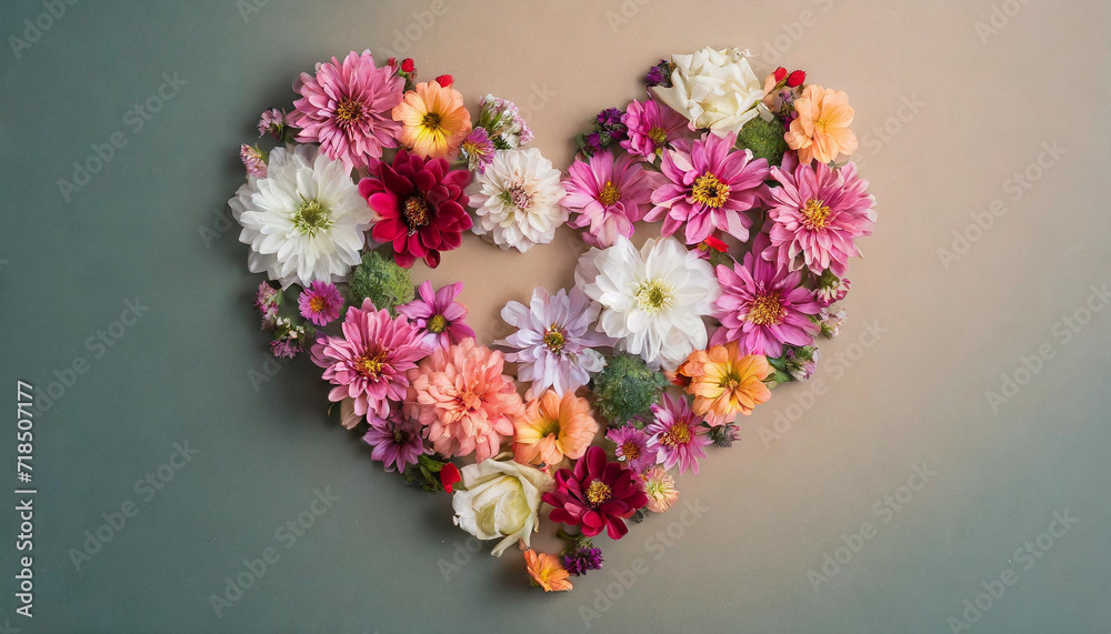heart-shaped bouquet, a burst of love and romance, formed by assorted flowers on a pristine background – ideal for Valentine's Day themes heart-shaped bouquet, a burst of love and romance, formed by assorted flowers on a pristine background – ideal for Valentine's Day themes