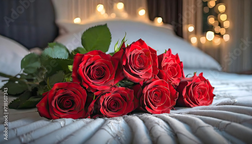 Luxurious Comfort with a Bouquet of Red Roses photo