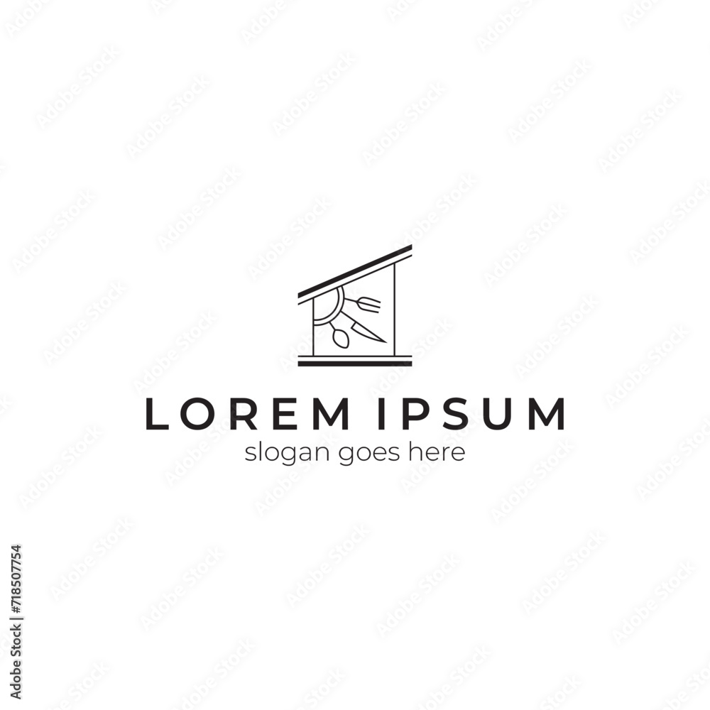 Line art restaurant logo, Minimalist food and bar logo vector Line art restaurant logo, Minimalist food and bar logo vector