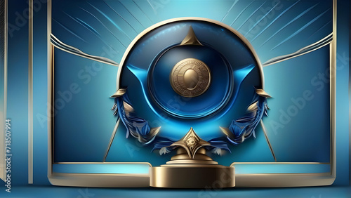 Dark Blue Golden Royal Awards Graphics Background. Lines Growing Elegant Shine Spark. Luxury Premium Corporate Abstract Design Template.