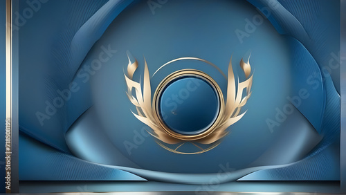 Dark Blue Golden Royal Awards Graphics Background. Lines Growing Elegant Shine Spark. Luxury Premium Corporate Abstract Design Template.