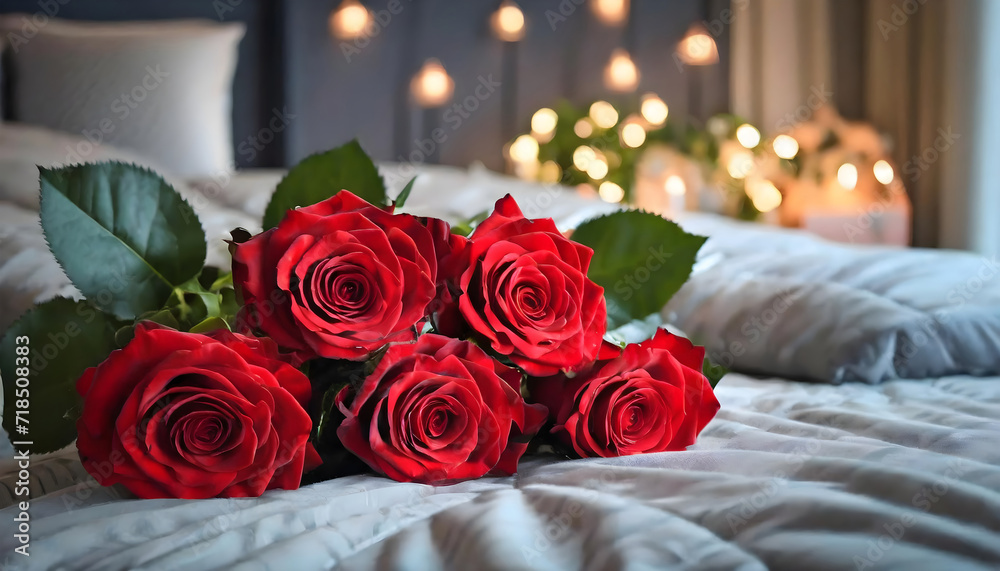 Fototapeta premium Luxurious Comfort with a Bouquet of Red Roses