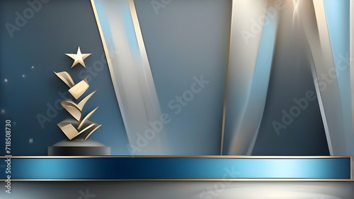 Dark Blue Golden Royal Awards Graphics Background. Lines Growing Elegant Shine Spark. Luxury Premium Corporate Abstract Design Template.