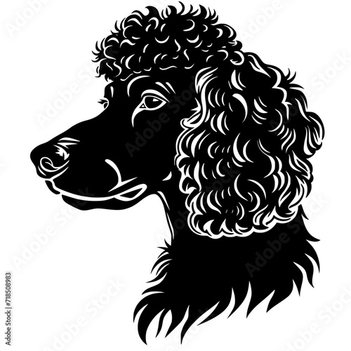 Poodle Dog Black and White Silhouette Vector SVG Laser Cut T- Shirt Design Print Generative AI