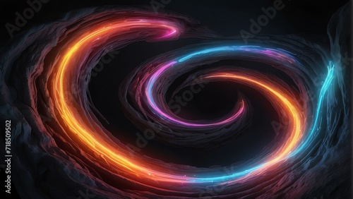 Black hole emitting trail of colorful glowing neon lights from Generative AI