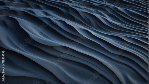 Fotografia Dark blue sand wavy texture with ridges and ripples background from Generative A