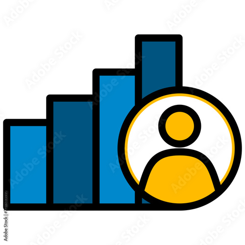 User graph coloured outline icon, icon graphic, Vector illustration