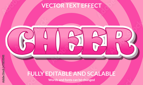 Editable 3D Text Effect Cheer Vector Template